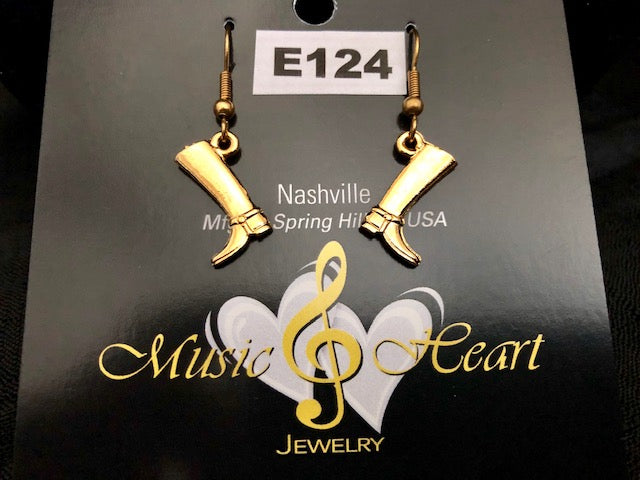 Cowboy/Cowgirl Boot Earrings Plated 22k Gold, Rhodium or Platinum Silver