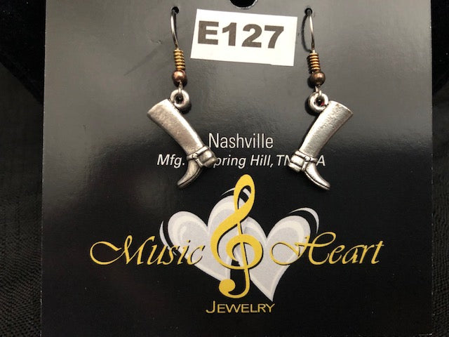 Cowboy/Cowgirl Boot Earrings Plated Matte Gold and Matte Silver by Music and Heart Jewelry