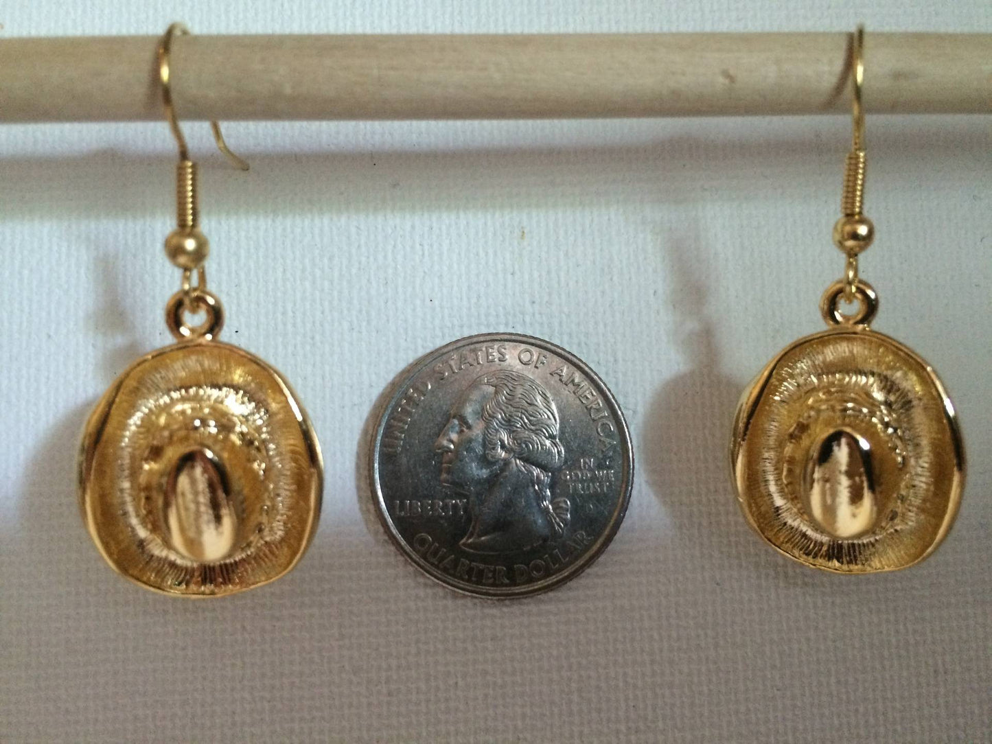 Cowboy and Cowgirl Hat Dangle Charm Earrings Gold, Silver, Matte, Platinum by Music and Heart Jewelry