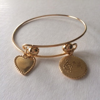 Heart Charm Bracelets Plated 22k Gold, Rhodium, or Platinum