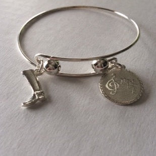 RHODIUM OR PLATINUM PLATED - COWGIRL/BOY BOOT