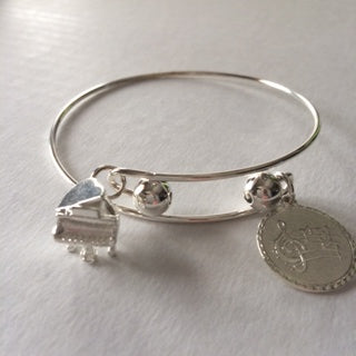 Piano and Music Notes Charm Bracelet (Adjustable)