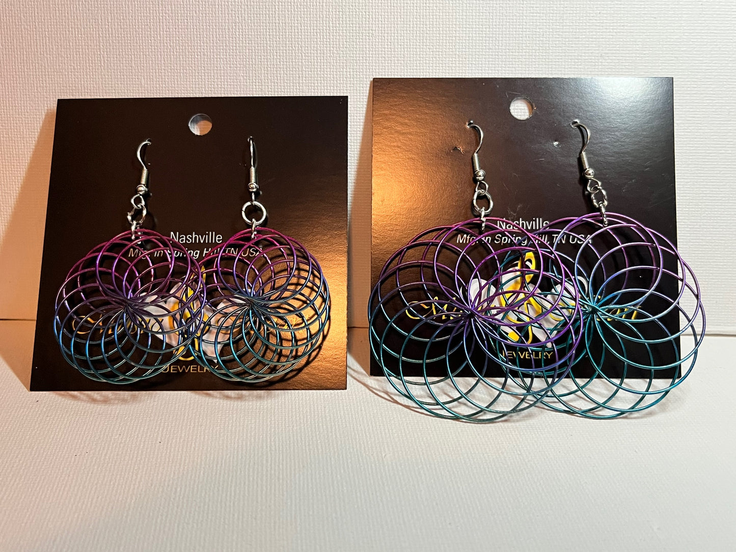 Spiral Earrings, Stainless Steel or Gold Plated (Various Colors and Sizes)