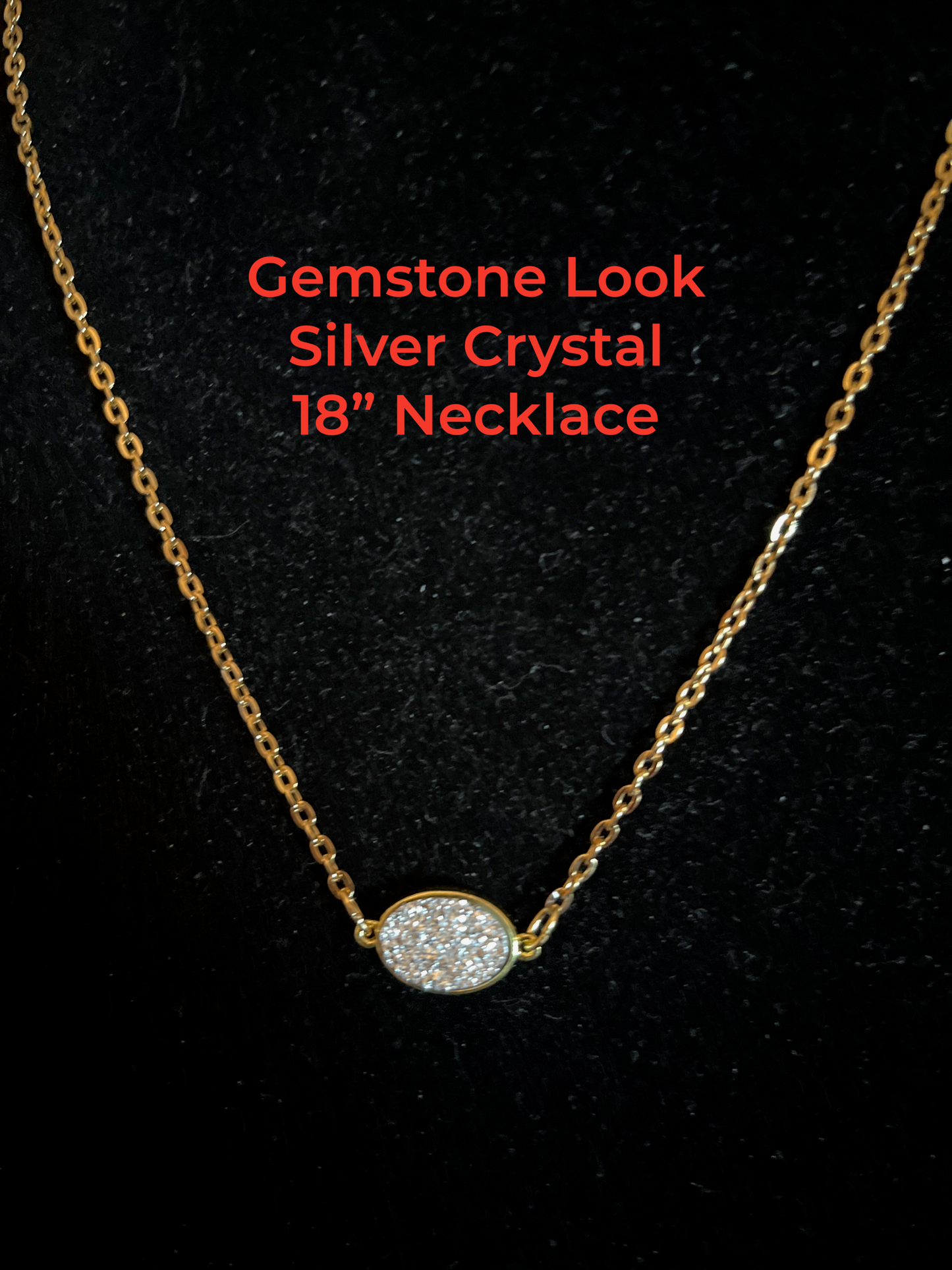 Gemstone Look Oval Crystal Gold Finished 18 " Chain Necklaces