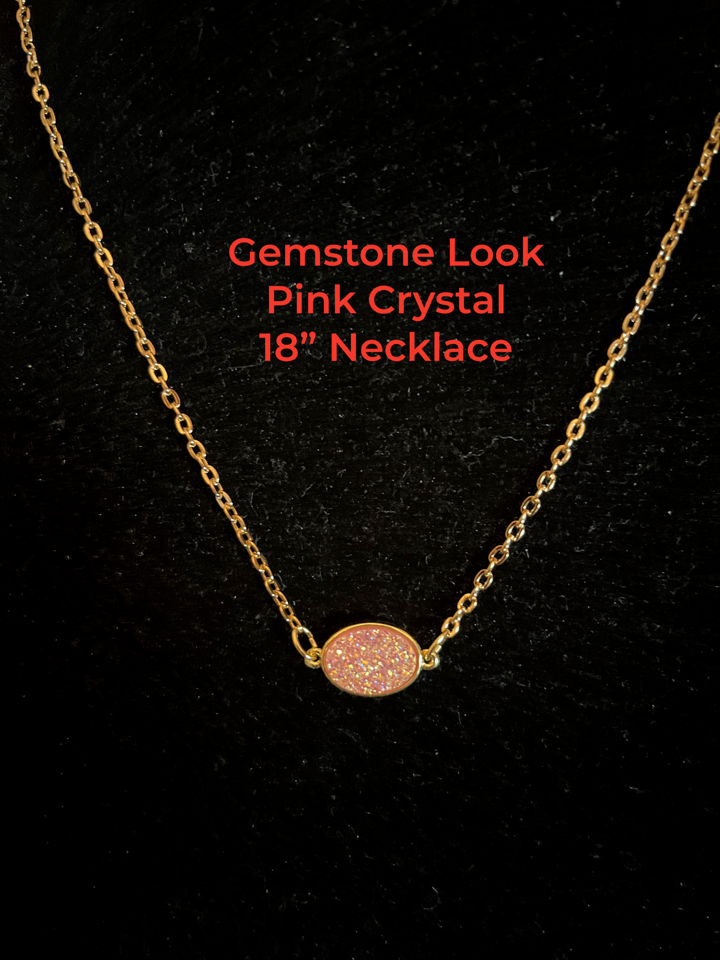 Gemstone Look Oval Crystal Gold Finished 18 " Chain Necklaces