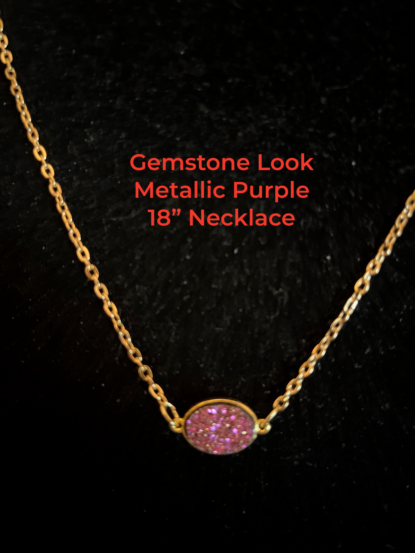 Gemstone Look Oval Crystal Gold Finished 18 " Chain Necklaces