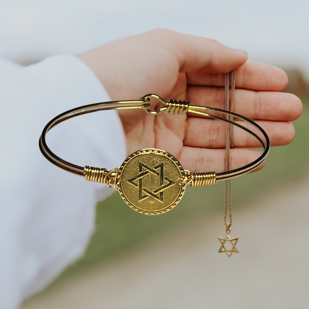 The Star of David Coin Bracelet Plated 22k Gold Made in the USA