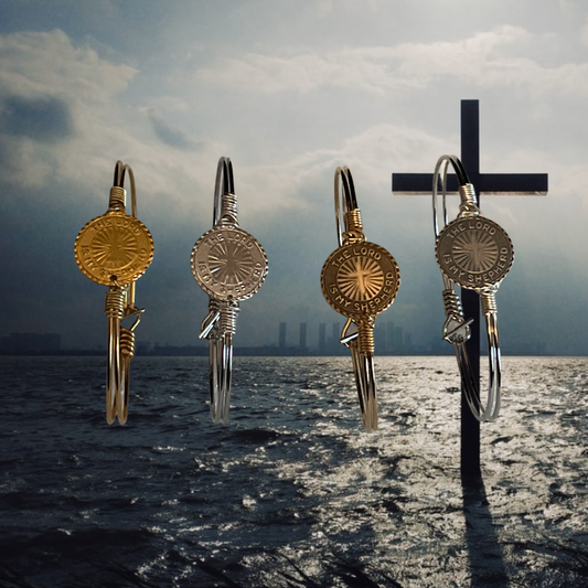 The Lord is my Shepherd Coin Bracelets . Plated 22k Gold, Plated Platinum, Coin Plated Mat Gold with 22k Gold plated bracelet ,Coin Plated Matt Silver with Platinum Plated Bracelet , and Hand Made..