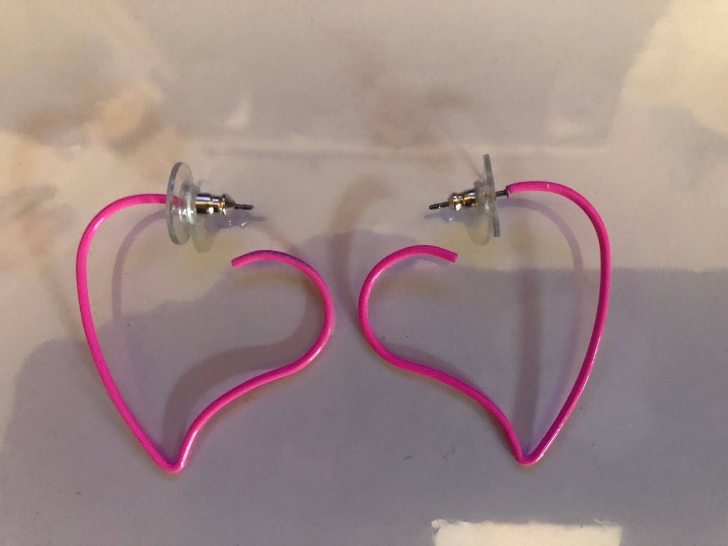 Heart Shaped Wire Earrings White, Pink or Red