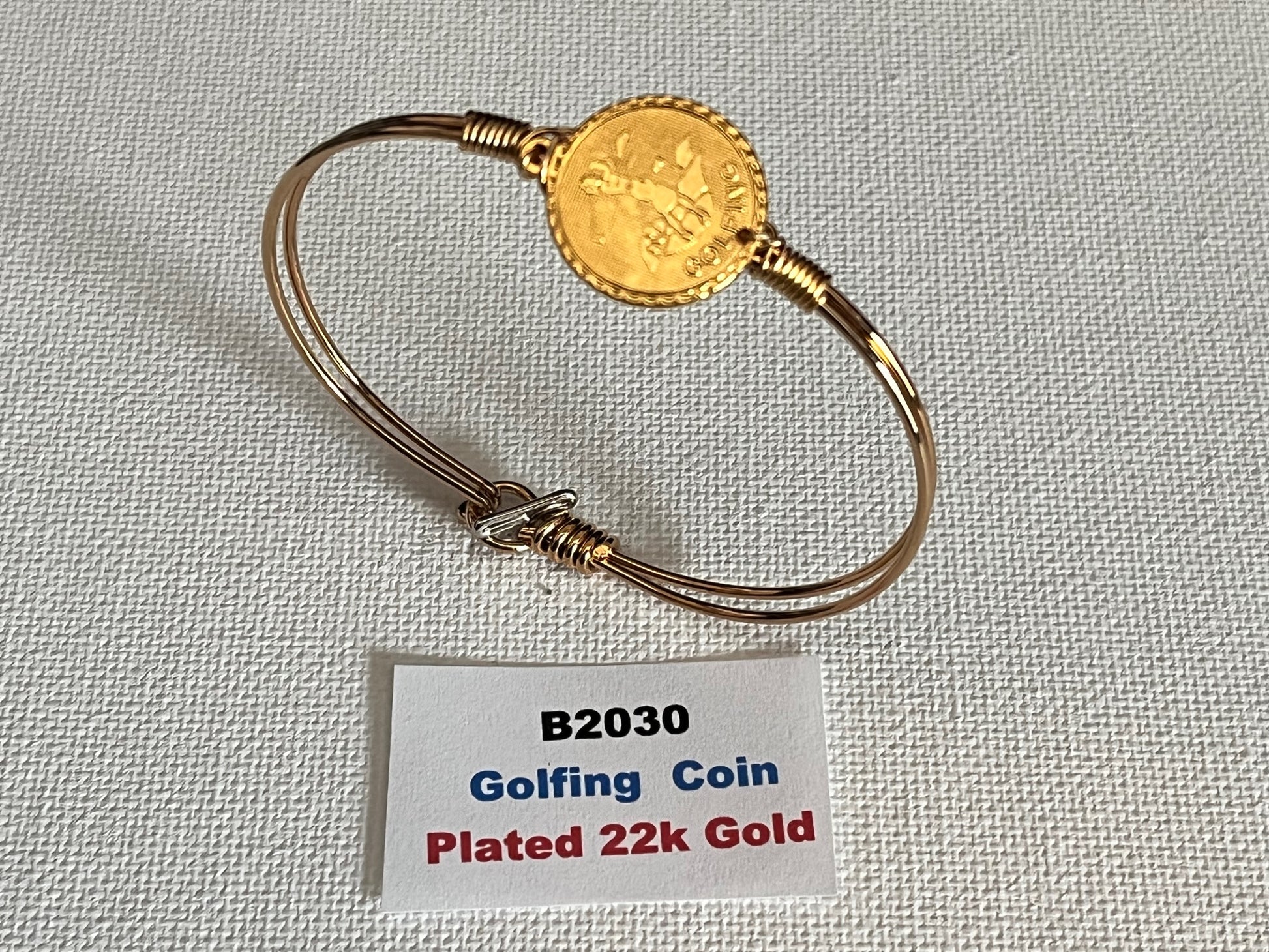 Golf Lover Bracelet 22K Gold Plated, Platinum Silver Plated, Matte Gold Plated, Rhodium Plated