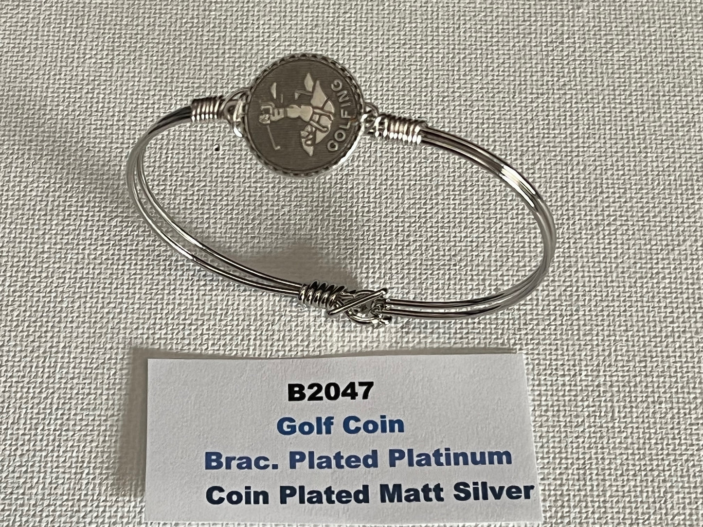 Golf Lover Bracelet 22K Gold Plated, Platinum Silver Plated, Matte Gold Plated, Rhodium Plated