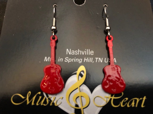 Painted Guitar Earring Charms - Red, Black, Turquoise, and Pink
